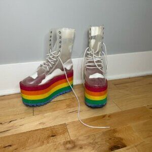 Current Mood Rainbow Cloud Platform Boots